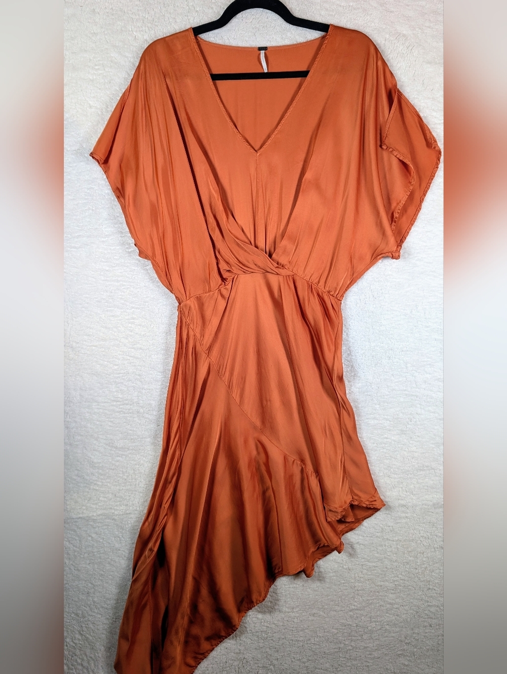 390- Young Fabulous And Broke Asymmetric Dress in‎ Burnt Orange Elastic Waist B. - Picture 2 of 6